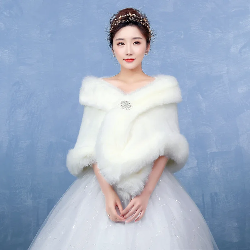 Popodion зимняя куртка женская шуба из искусственного меха свадебная накидка