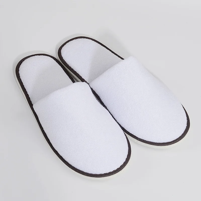 

1 pair Home Guest Indoor Slippers Pair Disposable Spa Hotel Slippers Open Toe Towel Indoor Disposable Slippers