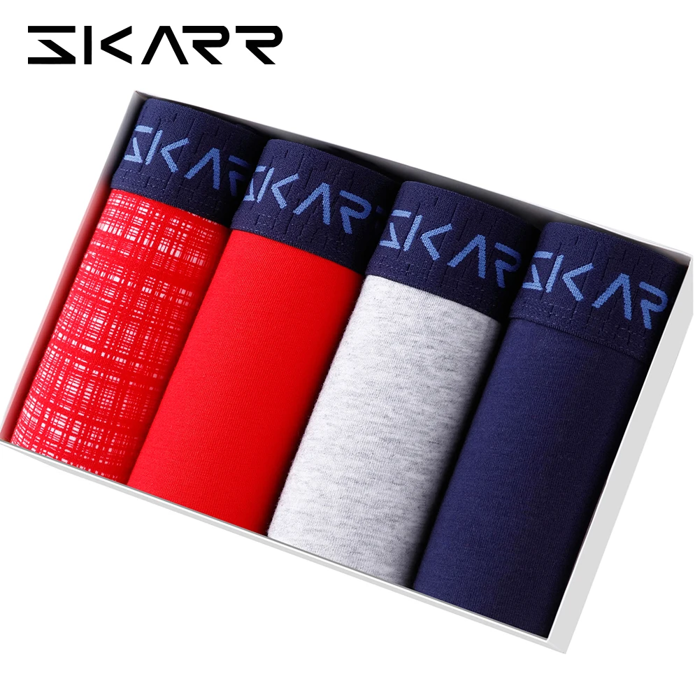 

4 шт., мужские хлопковые трусы-боксеры