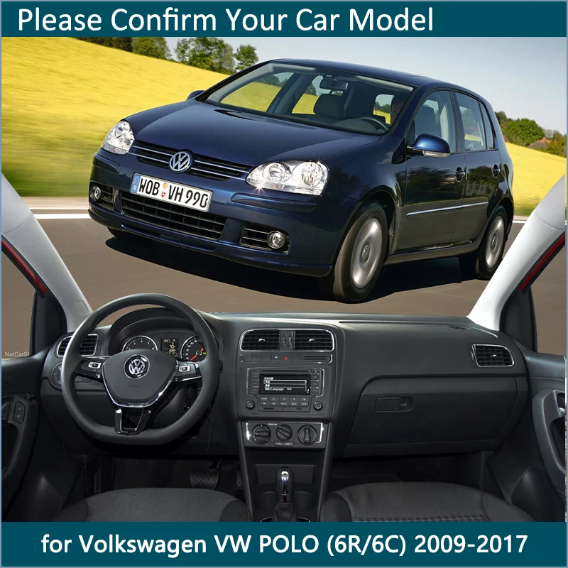 Коврик для приборной панели Volkswagen VW POLO 6R 6C 2009 ~ 2017 5 MK5 2016|Наклейки на автомобиль| |