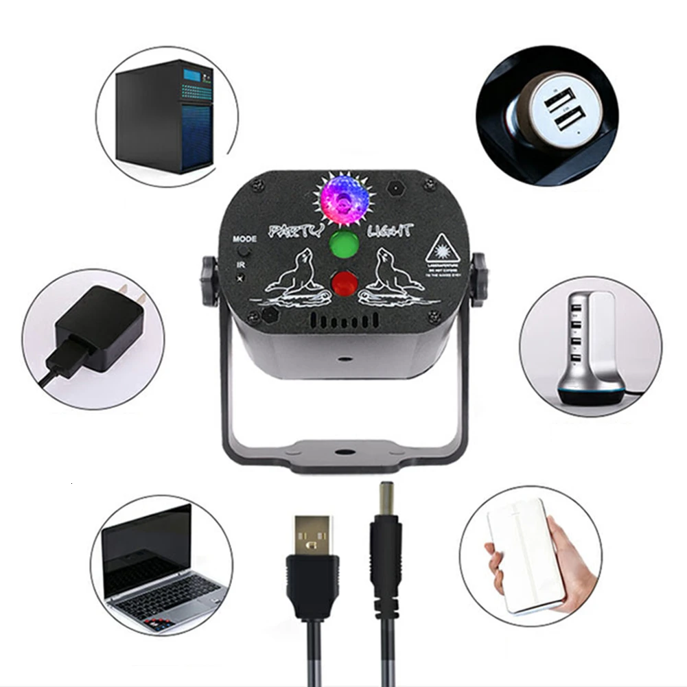 60 моделей RGB LED дискотечный свет 5 в USB перезарядка лазерная проекционная лампа