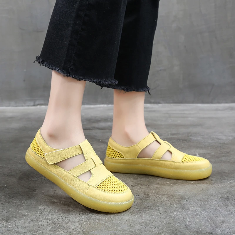 Женские туфли из натуральной кожи перфорированная подошва сандалии с закрытым