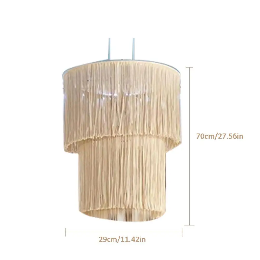 

Modern Style Beige Cotton Rope Hand-knitted DIY Lampshade Hanging Lamp Decoration For Living Room Bedroom Wedding