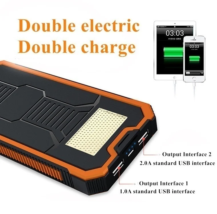 80000mah waterproof solar power bank waterproof usb port external charger suitable for smart phone power bank with led light free global shipping