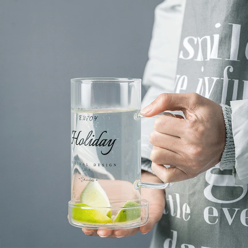 700 мл большая емкость однослойное стекло с ручкой чашка для сока крышкой чая