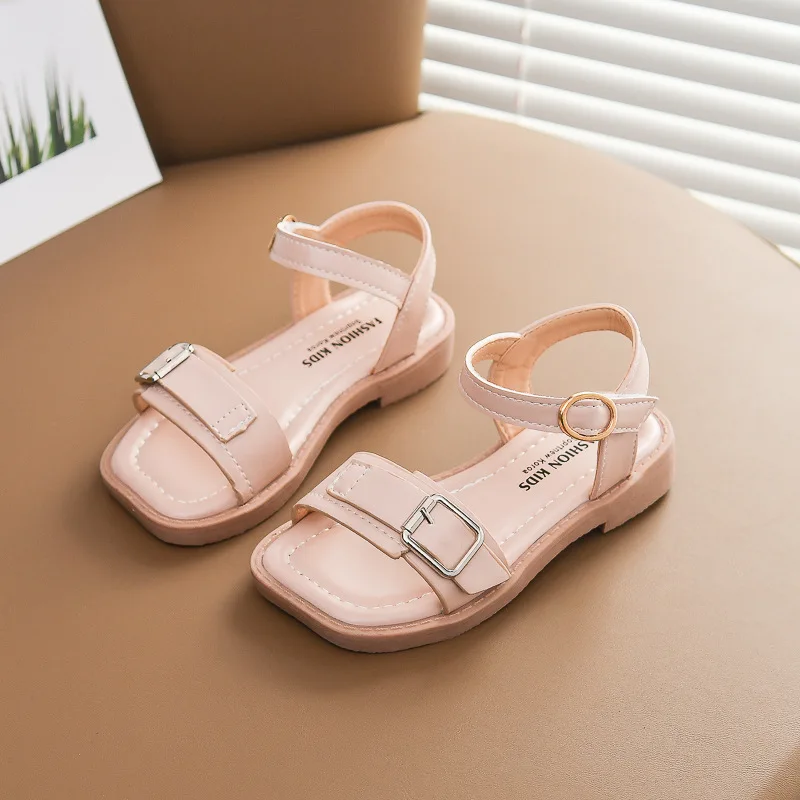 

Girl Dress Summer Shoes White Leather Sandals Elegant Beach Shoes Child Fashion Princess Sport Sandals For Kids 3 5 7 9 12 Year