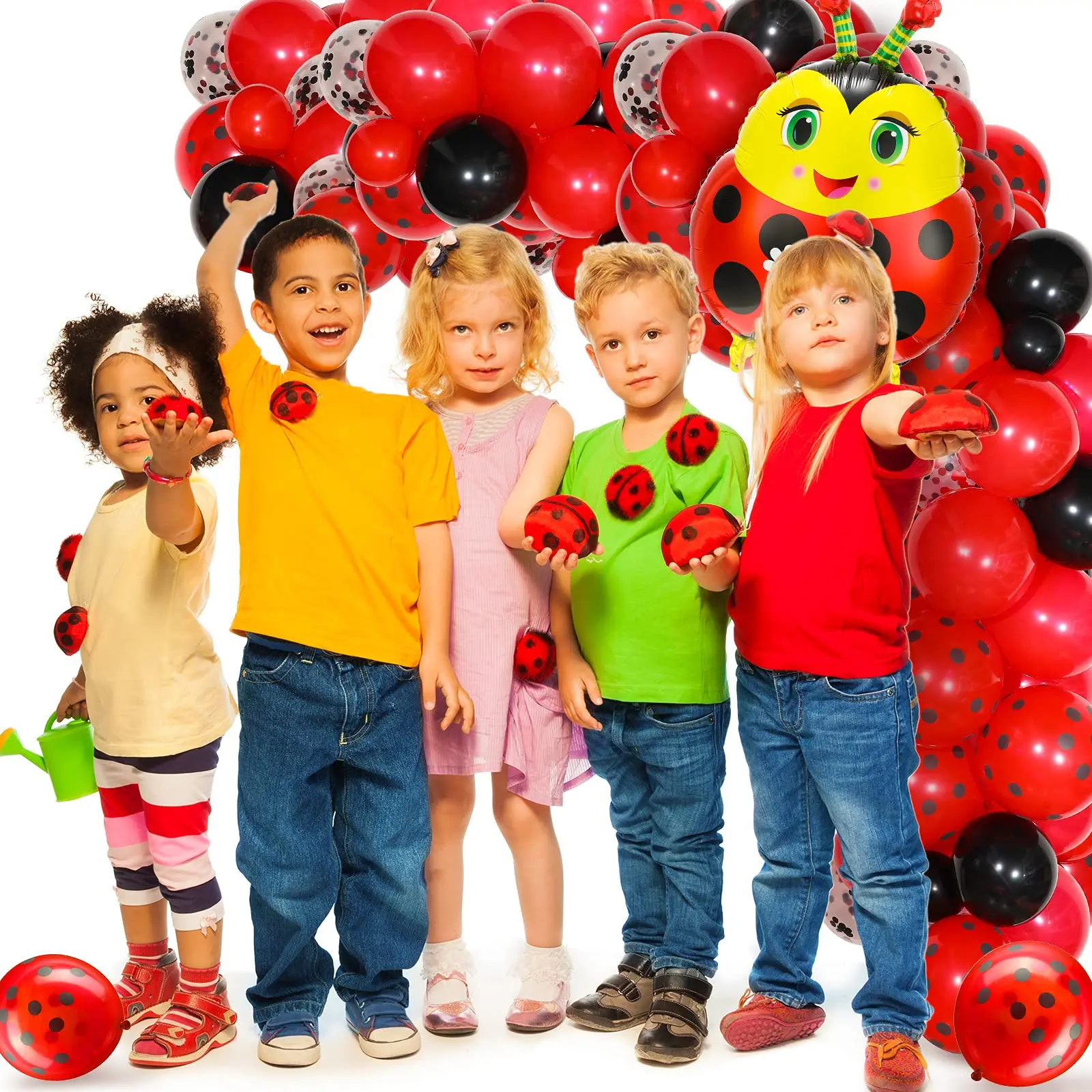 Гирлянда с божьей коровкой и конфетти 114 шт.