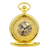 unique vintage mechanical pocket watch silver gold bronze hand winding roman numeral clock hollow skeleton steampunk man watches