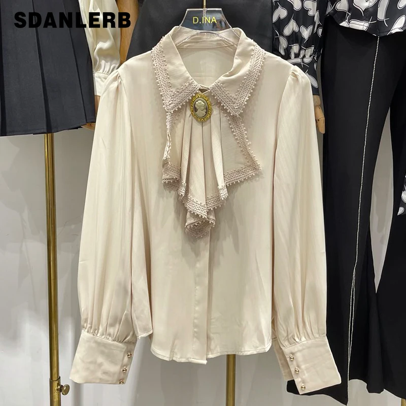 

2021 Early Autumn New Style Retro Long-Sleeved Shirt Women's Elegant blouse Ol Workplace Bottoming Top Camisas Mujer