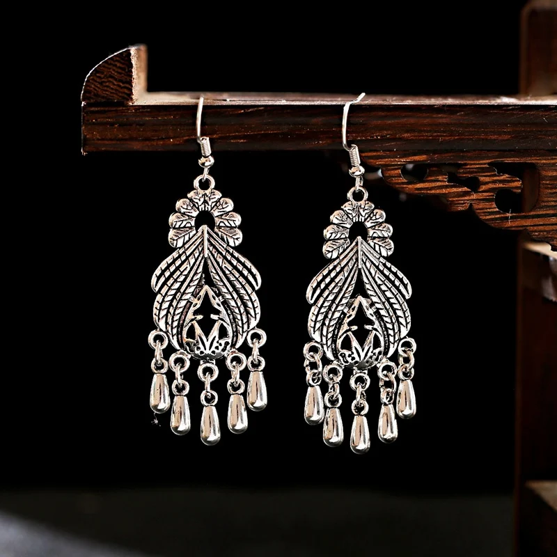 Ретро Серебряный Цвет кисточкой серьги для женщин индийский цыганский с