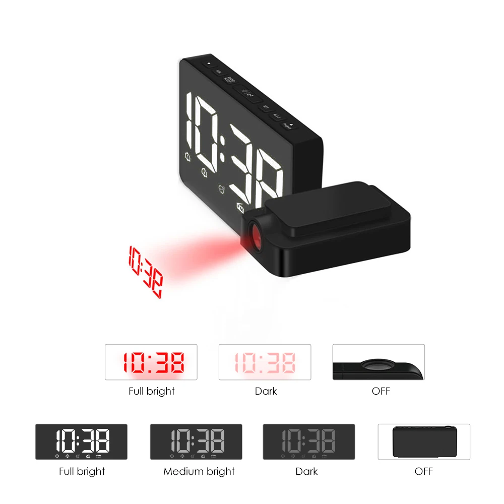USB проекционный будильник светодиодный дисплей цифровые часы с вращающимся