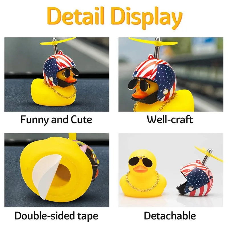 Rubber Duck Toys Car Ornaments Yellow with Helmet Dashboard Decor Squeaking Accessories | Дом и сад