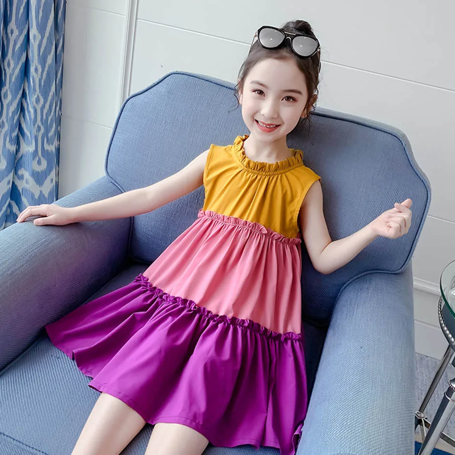 Летние платья для девочек вечернее платье в стиле пэчворк детские с оборками