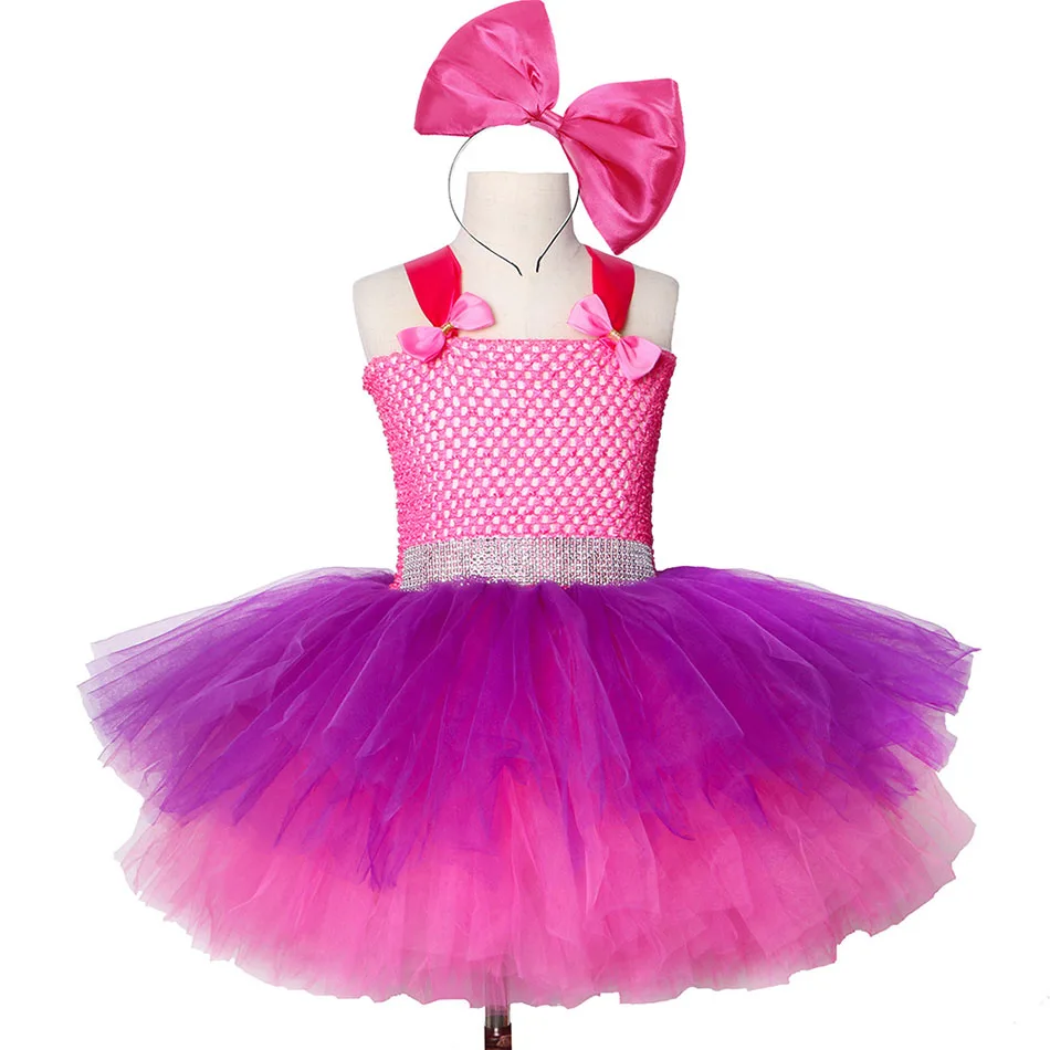 

Bright Pink and Purple Tutu Dress with Deluxe Bows and Glasses Girls Punk Rock Tutu Dress Kids Birthday Party Halloween Costume