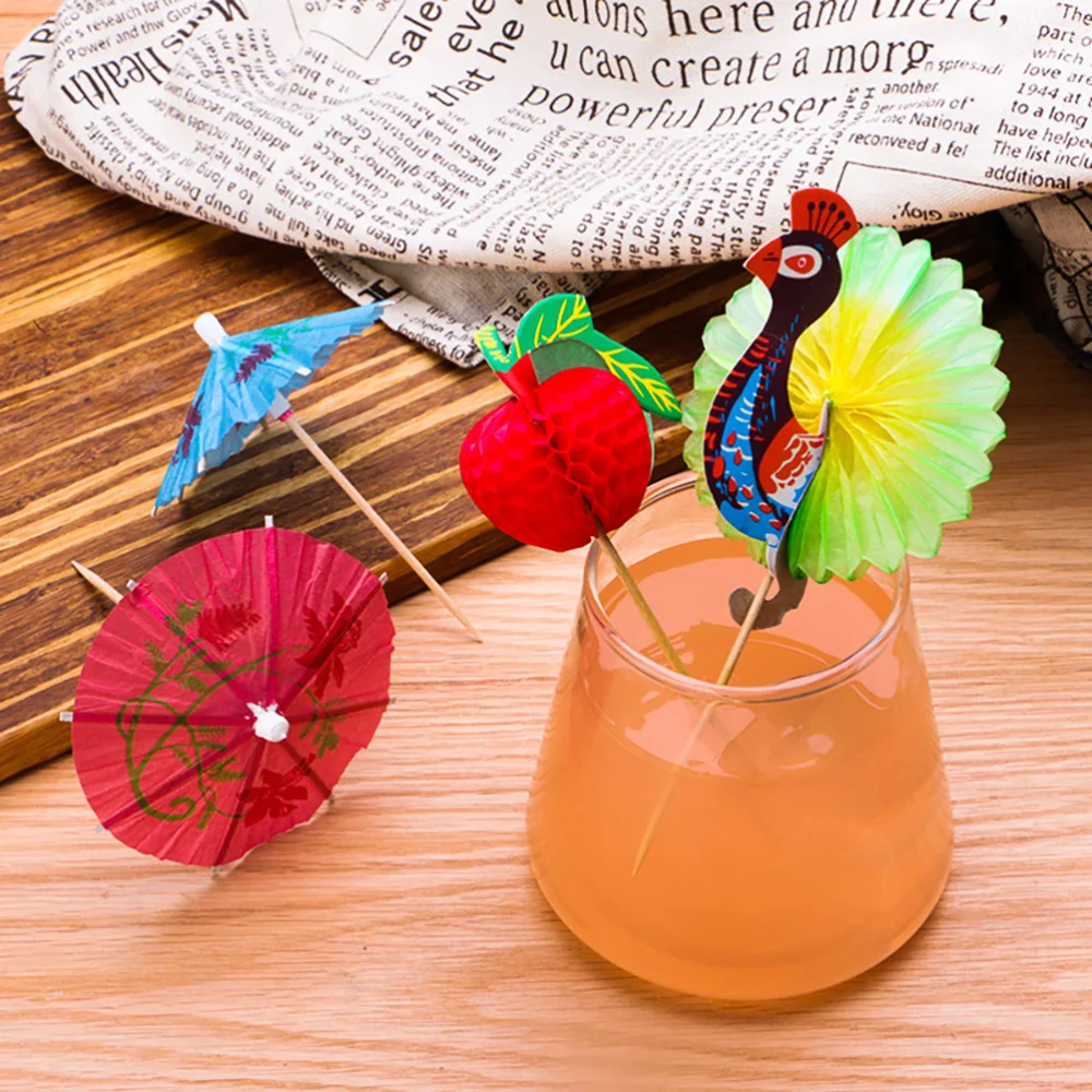

50pcs Decorative Cocktail Toppers Creative Fruit Toothpicks (Assorted Color)