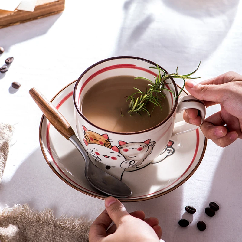 Милая керамическая кружка большой емкости для семейной пары завтрака молока в