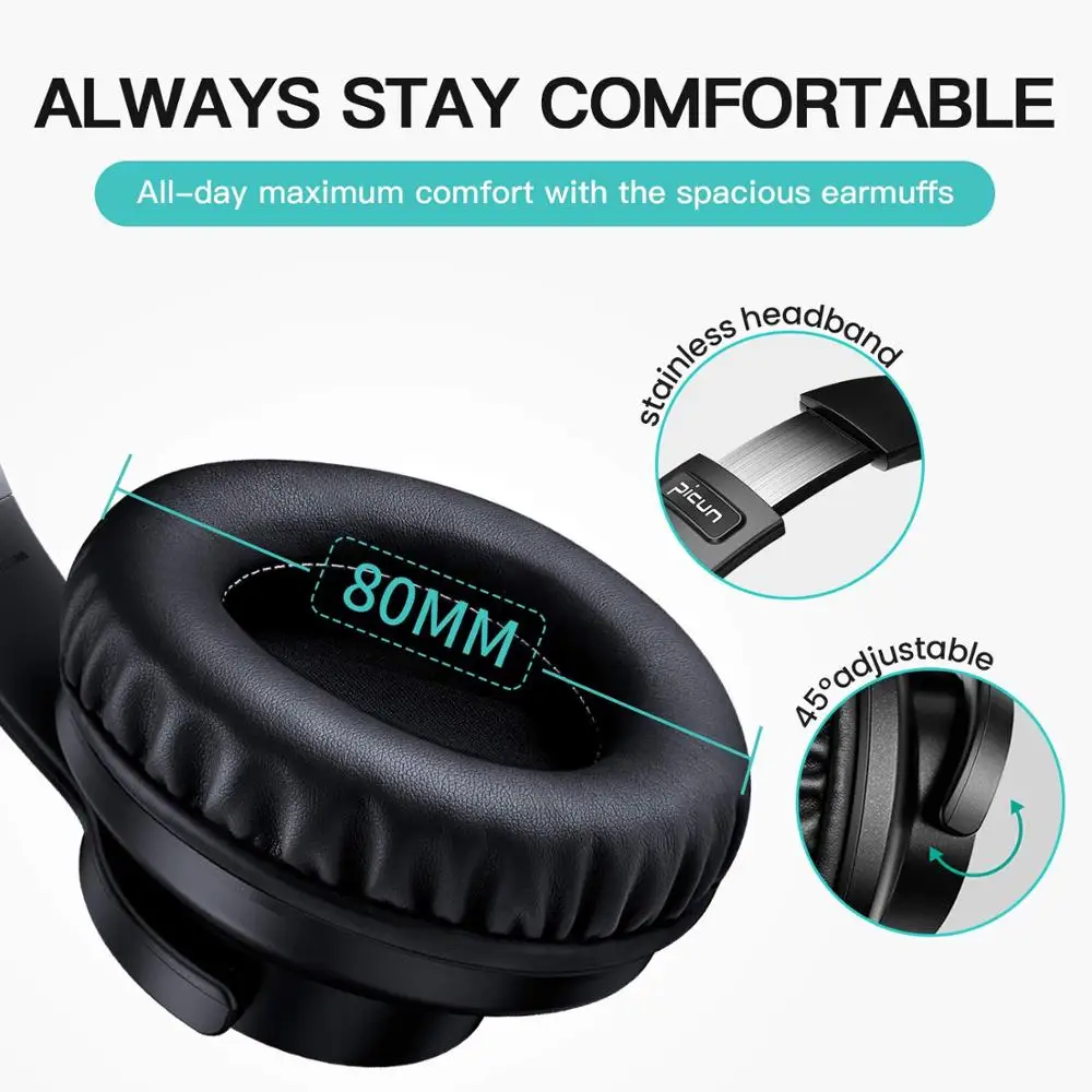B8 Bluetooth 5.0 Headphones 40H Play time Touch Control Wireless Headphone with Mic Over Ear Earphone TF Headset for phone PC |