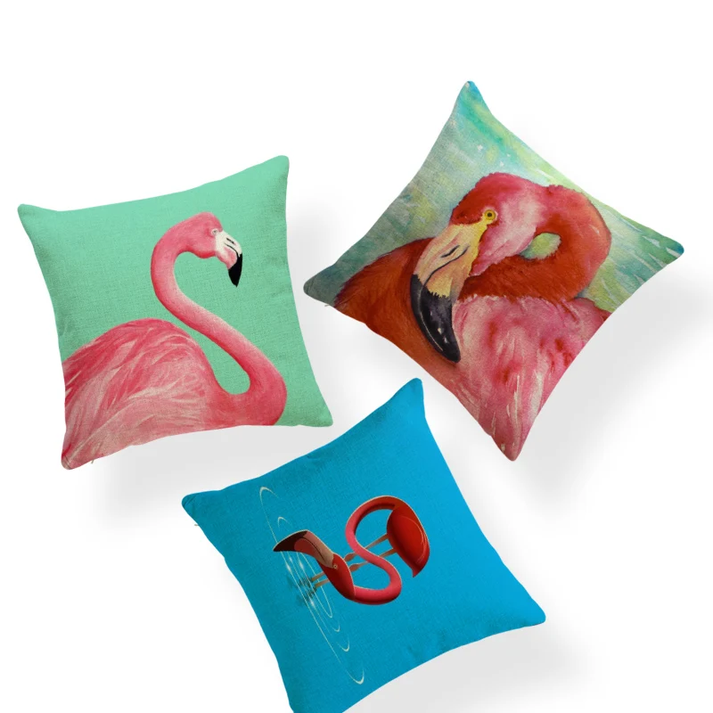 Стильная красивая наволочка с изображением фламинго Геометрическая