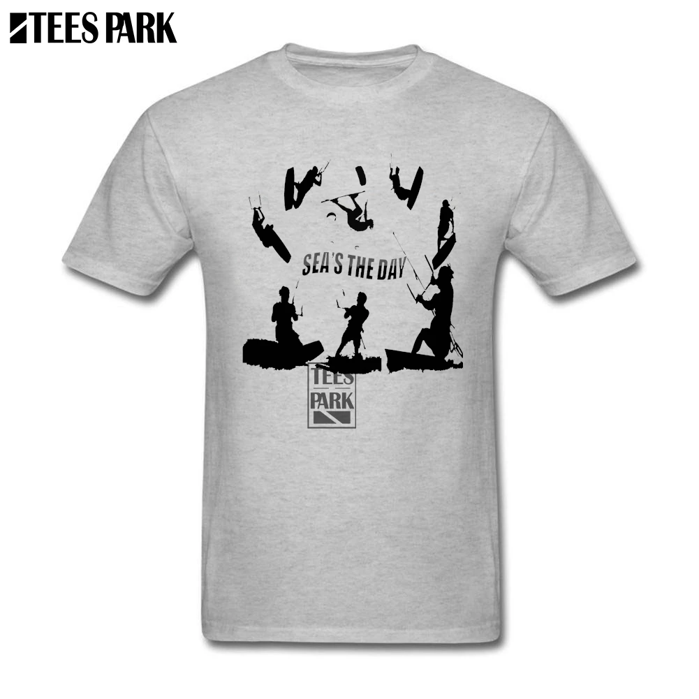 Seas The Day Kitesurfing Забавные футболки для мужчин с вырезом лодочкой короткий рукав 100%