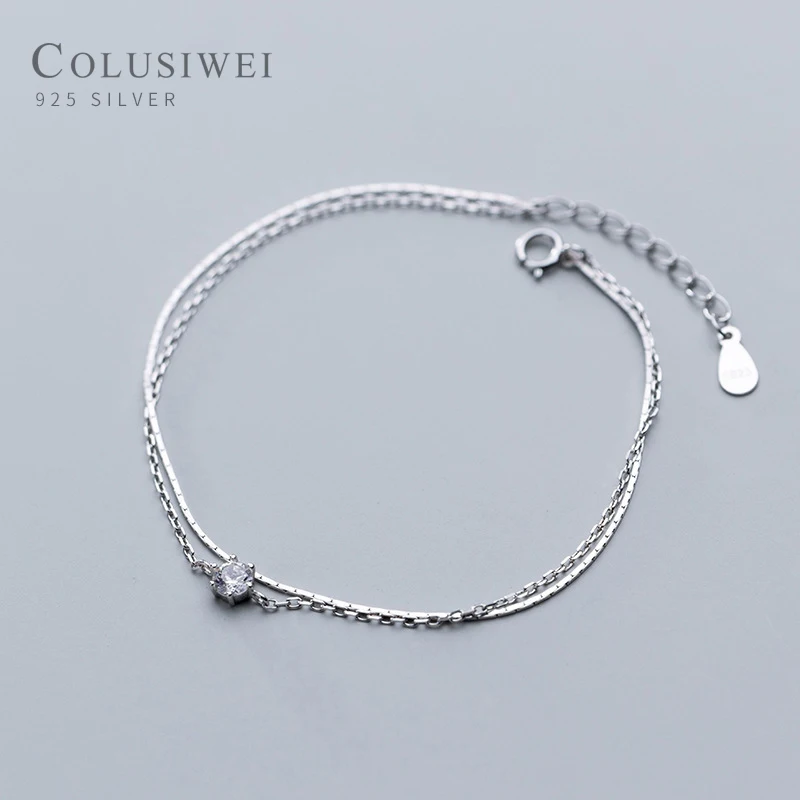 COLUSIWEI мода двойной Слои браслет для женщин из натуральной 925 стерлингового
