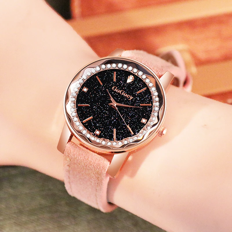 Часы GoGoey женские кварцевые роскошные модные наручные с изображением звёздного