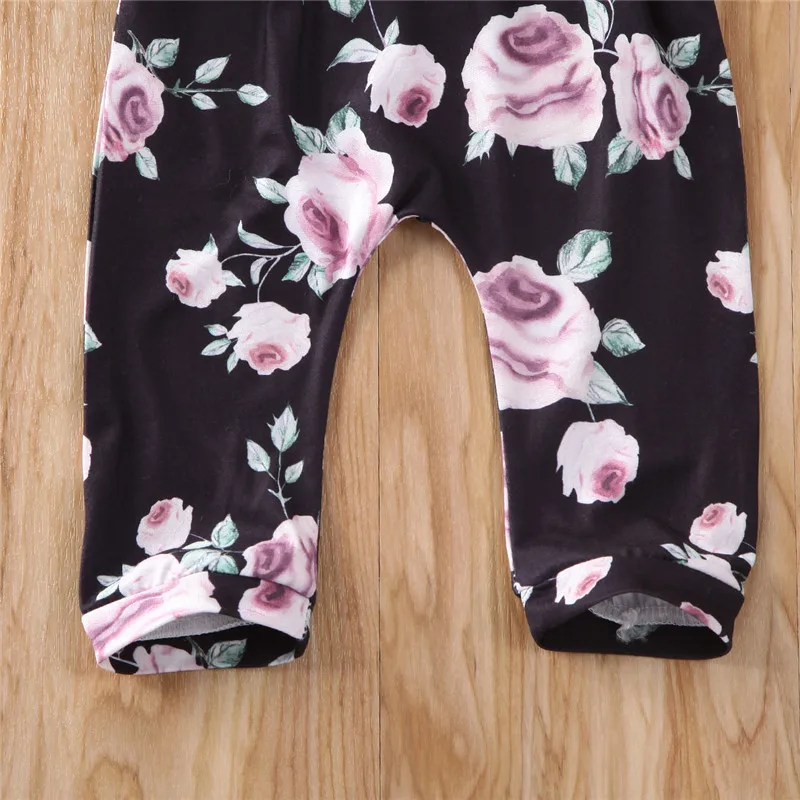 

Autumn Cute Infant Baby Girls Kids Floral Lace Long-sleeved Tops Trousers Outfits Clothes 0-24M