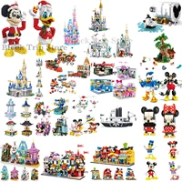 2021 new disney minnie mickey model street view series set building block assembly toys childrens birthday gifts boys and girls