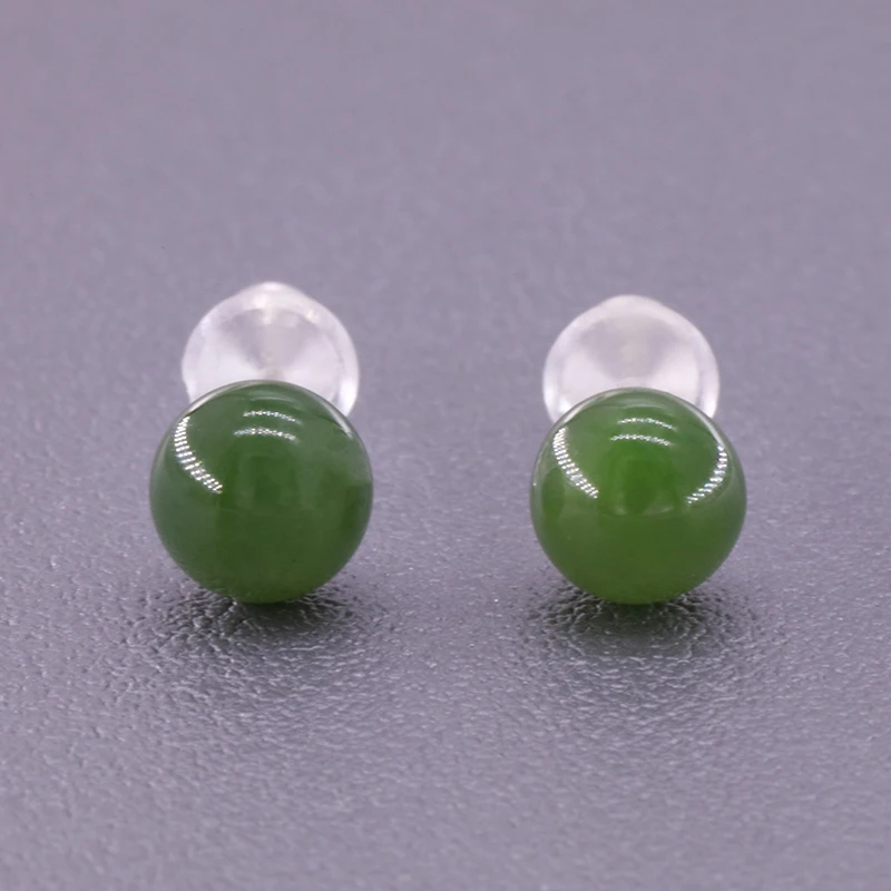 

New S925 Silver Simple Geometric Jasperite Jewelry Exquisite Round Small Stud Earrings for Women Wedding Gift Earrings 2021