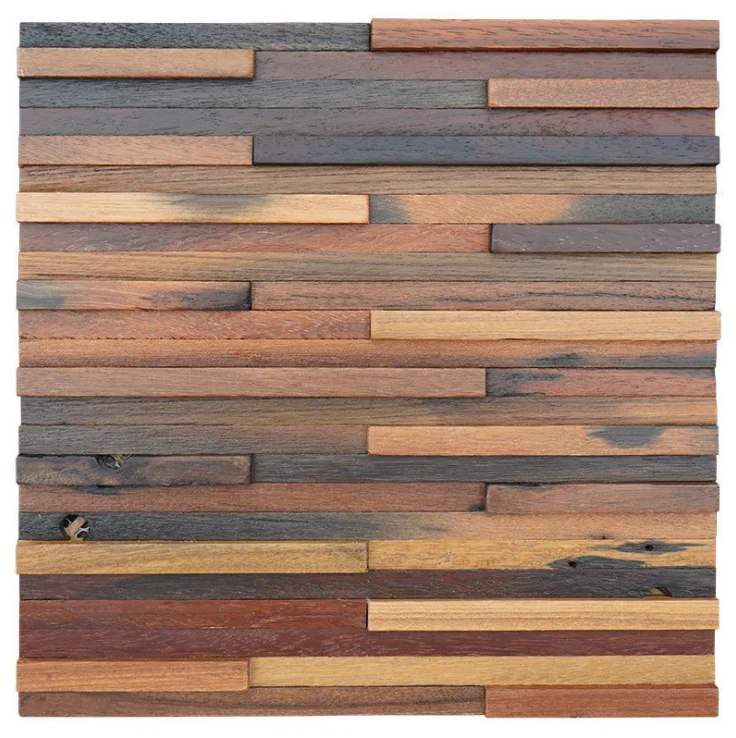

11 PCS 3D Solid Wood Tile Backsplash Natural Wooden Pattern Panel Mosaic Wall Tiles DQ036