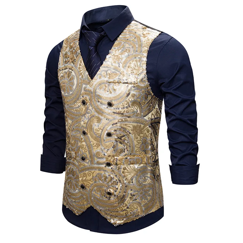 Luxury Glitter Blazer Men Fashion Golden Silver Sequin Single Button Blazer Hombre Nightclub Stage Slim Fit Mens Christmas Suit