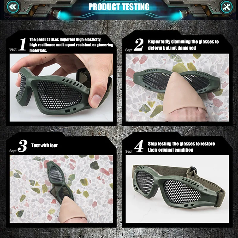 

Onever Men Women Anti-Fog Glasses Cs Tactical Goggles Metal Mesh Large Protective Eyewear Safety Glasses For Airsoft Desert