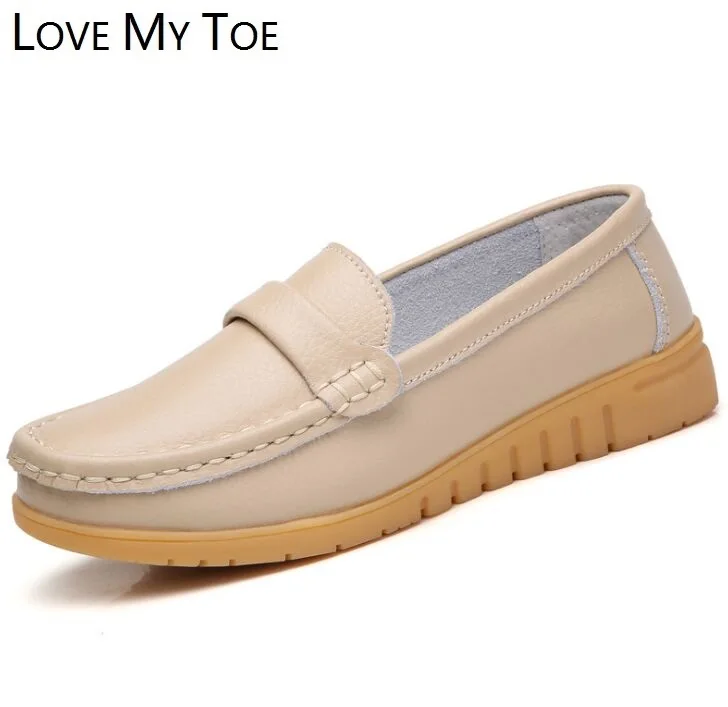 Туфли женские из натуральной кожи простые повседневные лоферы плоская подошва