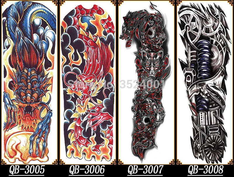Черные Временные татуировки наклейки для мужчин полностью боди-арт рукав на руку