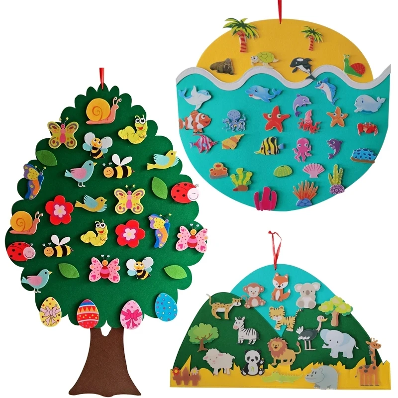 

Baby Busy Felt Board Stories Kit Toddlers Montessori Felt Tree Animals Felt Toys For Preschool Wall Activity Toy Xmas Gift