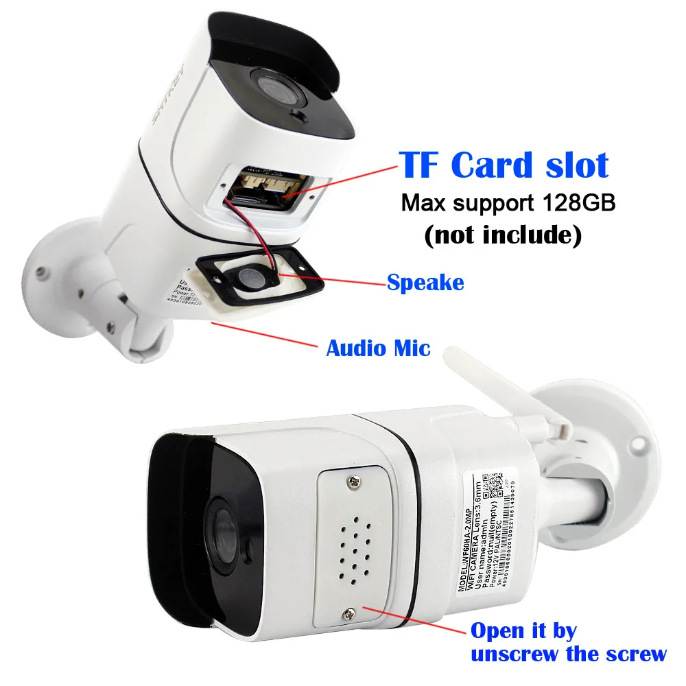 HD 5MP Wifi IP камера 1080P ONVIF Беспроводная цилиндрическая Открытый слот для sd карты