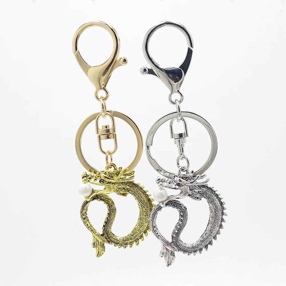 XDPQQ Новый брелок, оригинальный брелок, инкрустированный жемчугом в виде дракона, автомобильный брелок, талисман, сумка, кулон, подарок