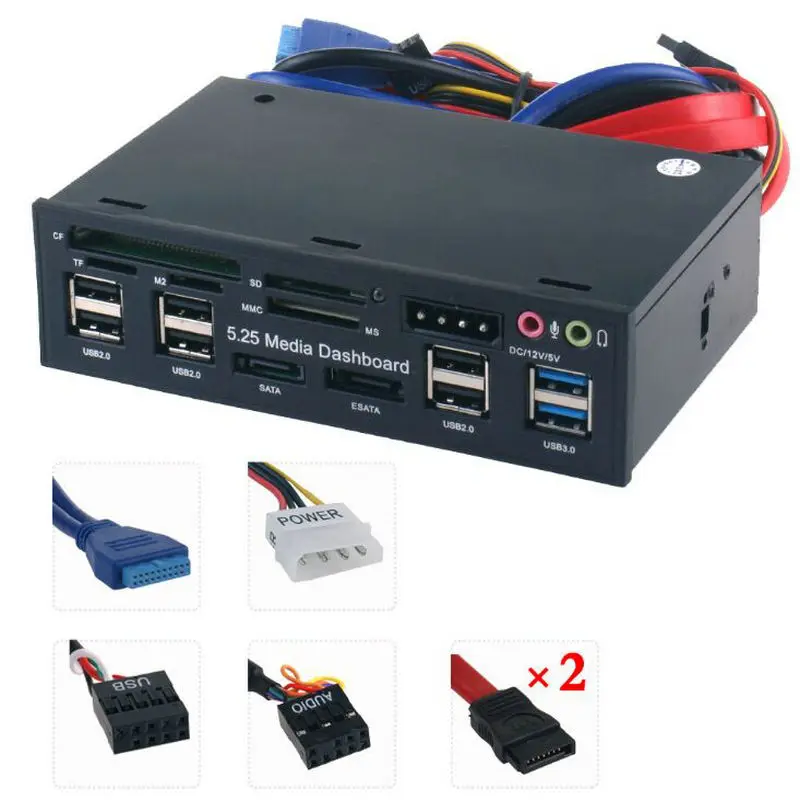 5,25 дюймовый оптический привод многофункциональная Передняя панель USB3.0 2,0 кардридер аудио ESATA