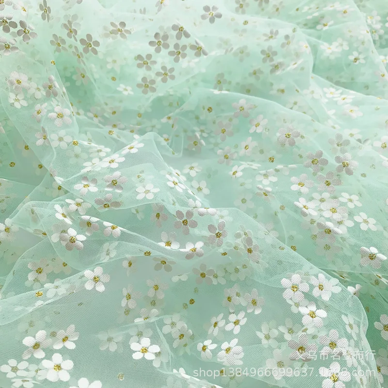 1meters/lot Cherry Blossom Mesh Fabric Flower Printed Tulle Girls Clothes Women Dress Material Wedding Party Sewing Supplies | Дом и сад