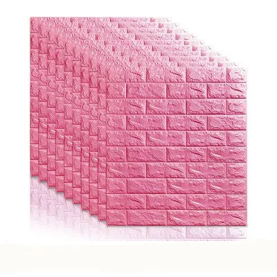 rose red 70*77 3D наклейки в виде кирпичной стены DIY самоклеящийся Декор Пена водонепроницаемые обои настенные для ТВ фон дети гостиная - Color: rose red