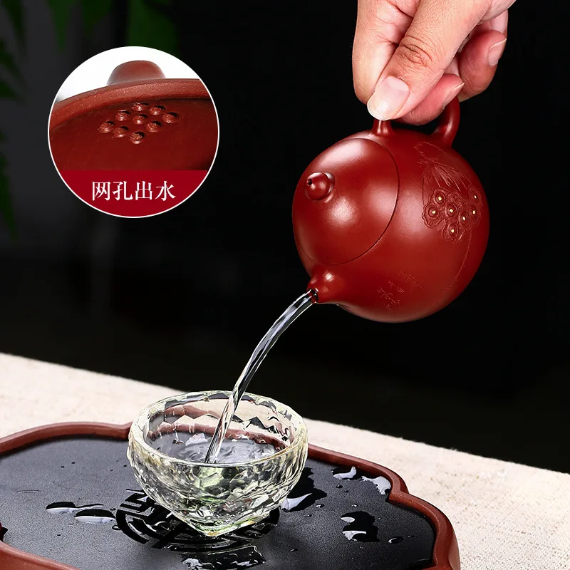 

Yixing Purple Clay Teapot Zisha Tea Set Drinking Set Tea Drinking Handmade Dahongpao Zhuni Lotus And Dragon Egg Teapot