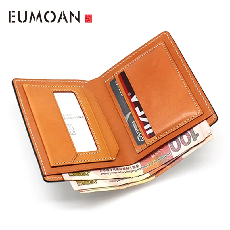 Мужской короткий кошелек из воловьей кожи премиум класса вертикальный с