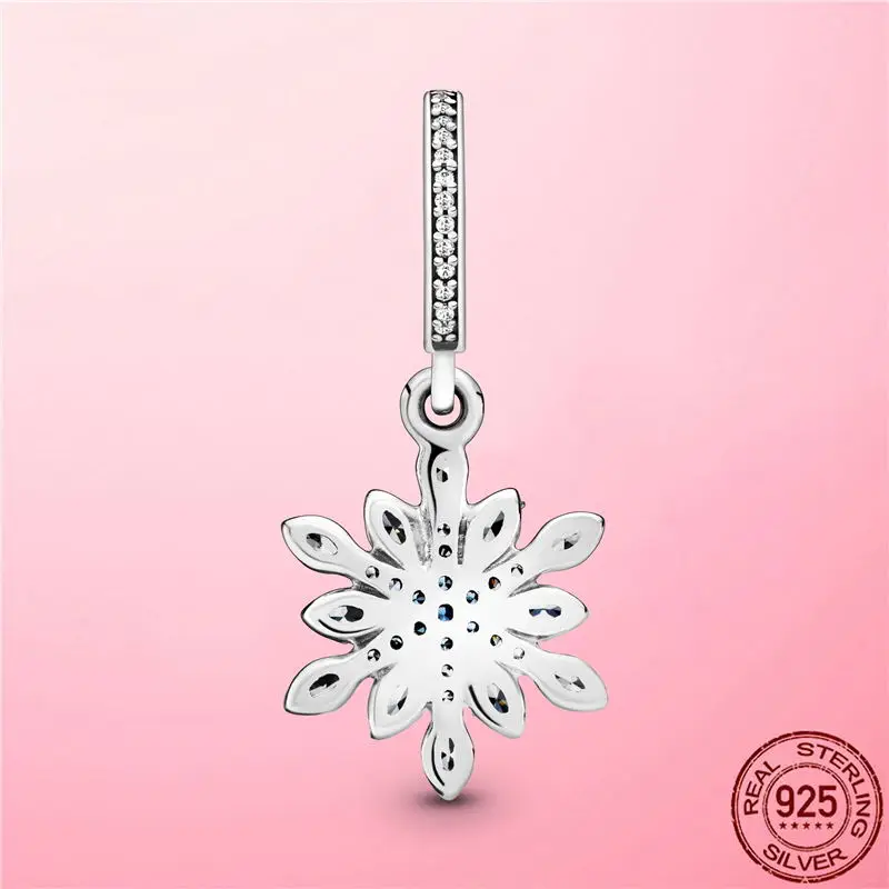 

2021 New 925 Sterling Silver Shimmering Snowflake Dangle Charm Pendant fit Original Pandora Bracelet Necklace Silver 925 Jewelry