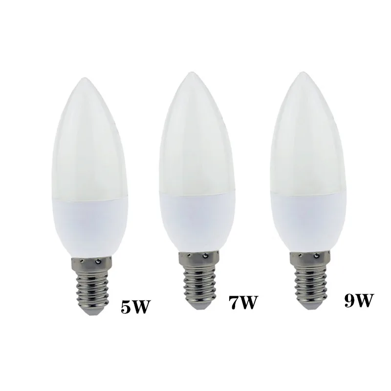 

E14 LED Candle light Home Deco 85-265V 5W/7W/9W Spotlight Chandelier Light Energy Saving Lamp Lights Candle Bulb