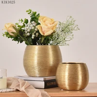 electroplating golden ceramic vase creative drawing succulent flower pot desktop flower arrangement container room flower vase