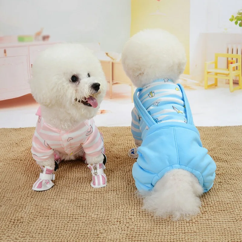 Домашняя одежда для домашнего питомца однотонный фланелевый комбинезон с 4