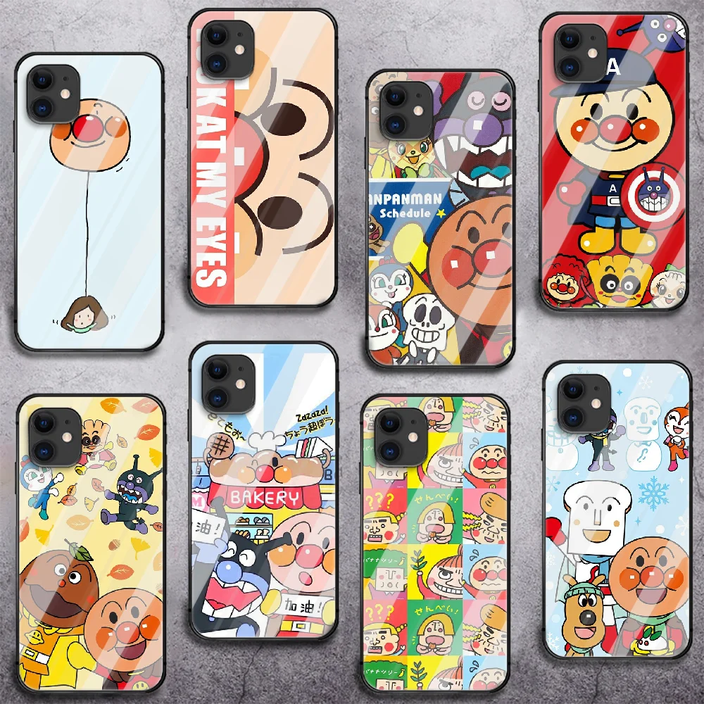 

CUTE CARTOON Fashion Anpanman Tempered Glass Phone Case For IPhone 5 6 7 8 11 12 13 S SE X Xs Xr Plus Pro Max IPhone13 Mini