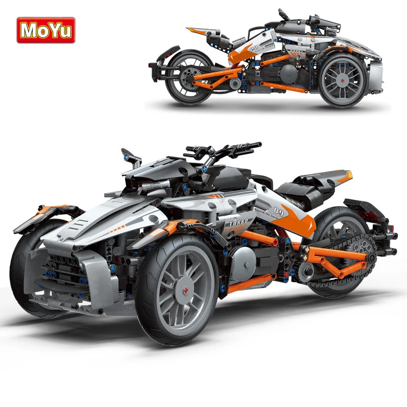 

Конструктор MOC технический трехколесный для детей, Детский конструктор для езды на мотоцикле, модель спортивного автомобиля, игрушечный на...