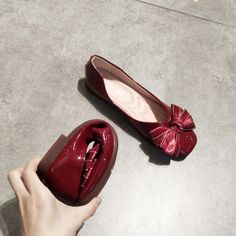 

Летние 2021 плоский квадратный носок тонкие туфли светильник рот мягкая подошва обувь с бантом бабушка вина свадебные туфли обувь для невест...