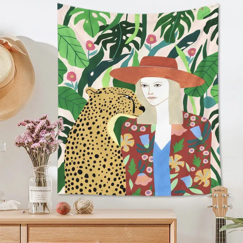 Тропический гобелен настенный Декор для дома портретный принт ткань на стену