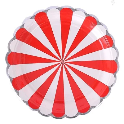 

10pcs 7 9inch Red Stripes Valentine's Day Wedding Party Decoration Supplies Paper Plate Dessert Table Anniversaire Cupcake Plat